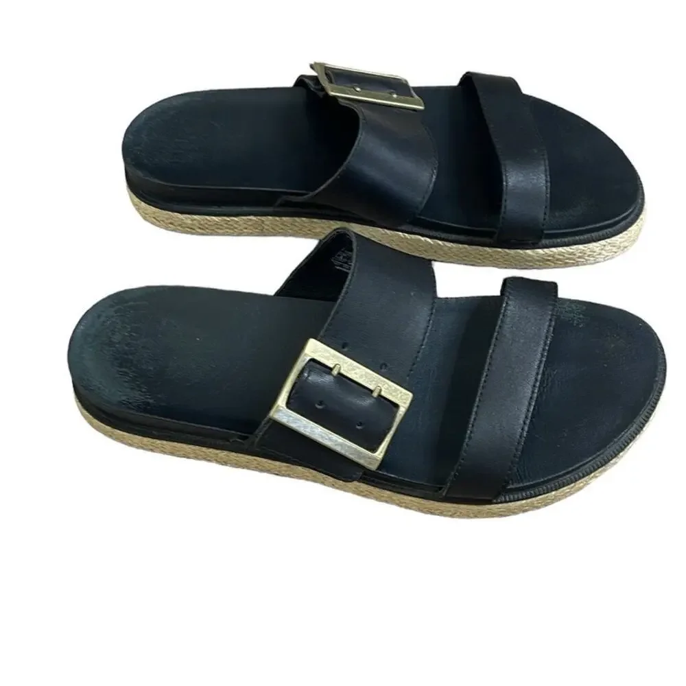 SOREL ROAMING BUCKLE SLIDE JUTE BLACK SIZE 9‎